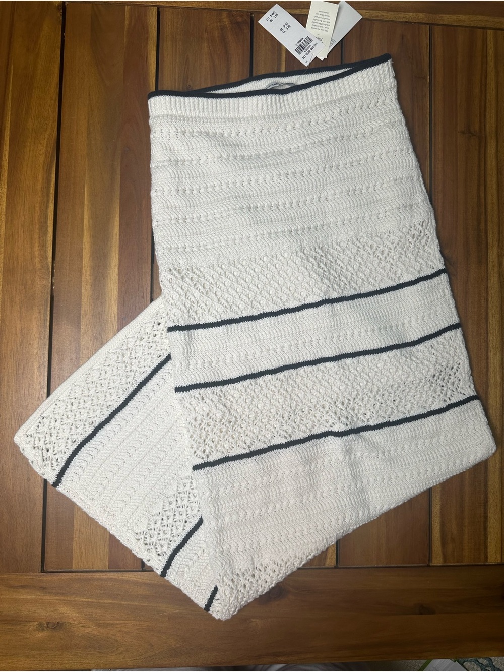 NWT Abercrombie & Fitch White Knit Maxi Skirt with Black Stripes Size XST